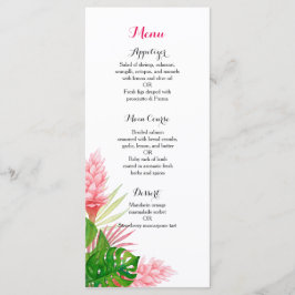 Tropische Blume Hochzeitsmenü Menükarte