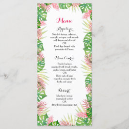 Tropische Blume Hochzeitsmenü Menükarte