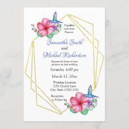 Tropische Blume Hummingbird Hochzeit Einladung
