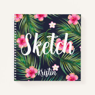 Tropische Blume Ihr Name Sketchbook Notebook Notizbuch