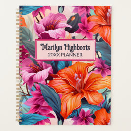 Tropische Blume in Rosa und Orange Planer