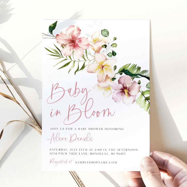 Tropische Blume Kinderdusche, Baby in Bloom Einladung (Von Creator hochgeladen)