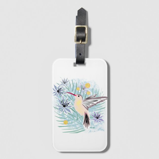 Tropische Blume, Kolibris. Gepäckanhänger (Vorderseite Vertikal)