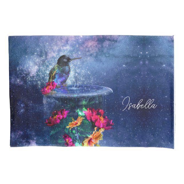 Tropische Blume, Kolibris personalisiert Kissenbezug (Vorderseite)