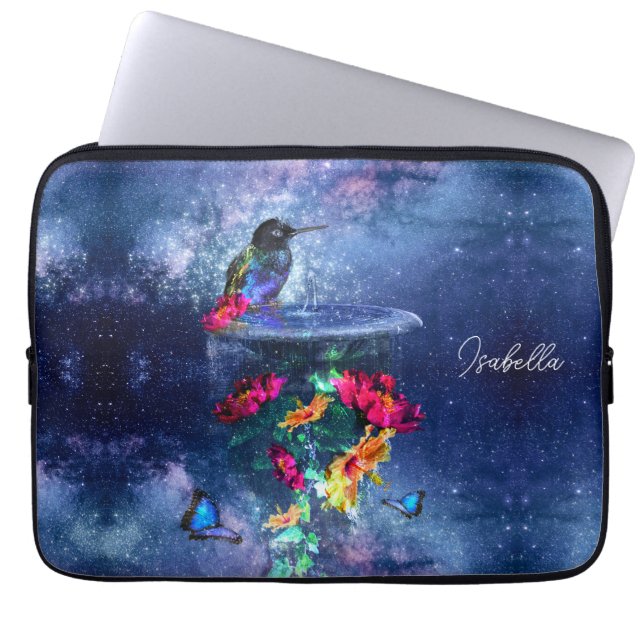 Tropische Blume, Kolibris personalisiert Laptopschutzhülle (Vorderseite)