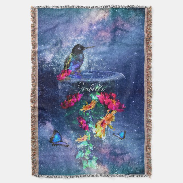 Tropische Blume, Kolibris, Schmetterlinge und Ster Decke (Vorderseite Vertikal)