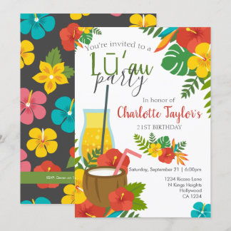 Tropische Blume Luau Party Einladung