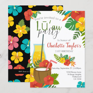 Tropische Blume Luau Party Einladung