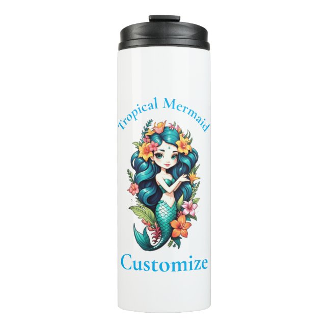 Tropische Blume Mermaid Thunder_Cove Thermosbecher (Vorderseite)