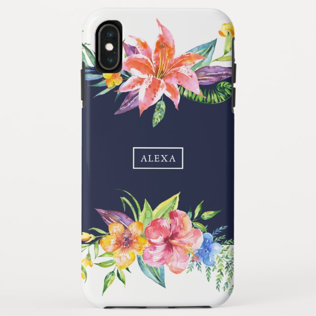 Tropische Blume mit blauem Hintergrund Case-Mate iPhone Hülle (Rückseite)