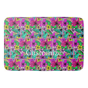 Tropische Blume Mix Thunder_Cove Badematte