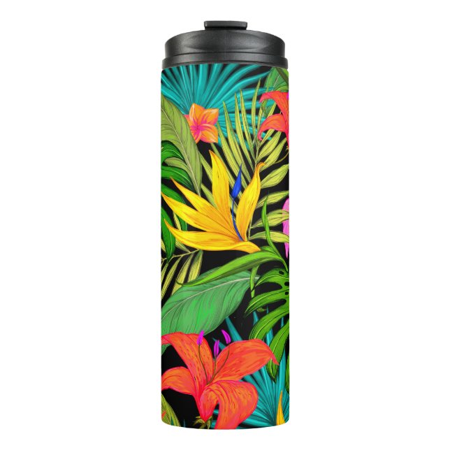 Tropische Blume Monstera Blatt Hawaii farbenfroh Thermosbecher (Vorderseite)