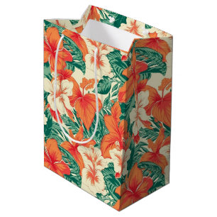 Tropische Blume Muster Hawaiianvibe Mittlere Geschenktüte