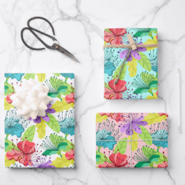 tropische Blume nahtlos Geschenkpapier Set