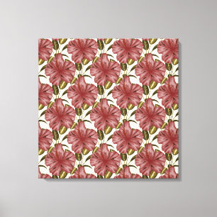 tropische Blume nahtlos Rote Blume Leinwanddruck