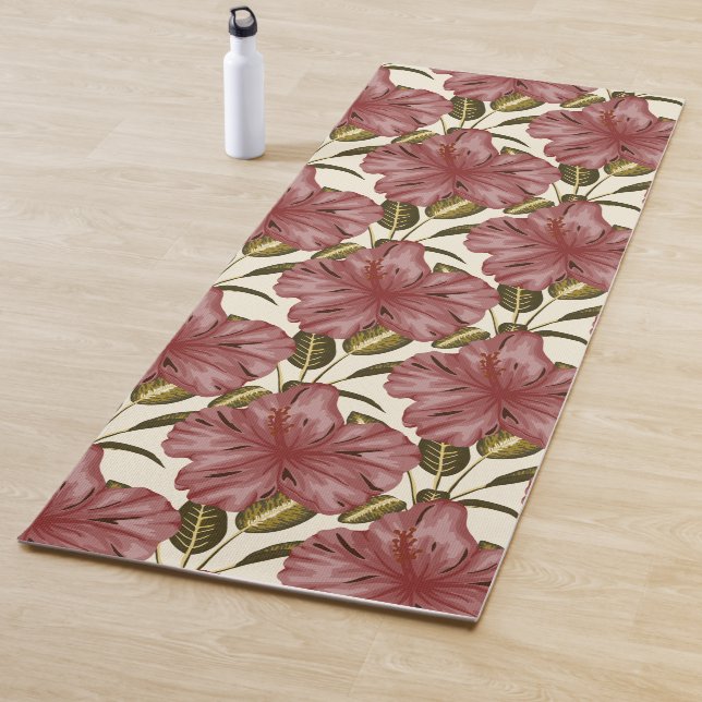 tropische Blume nahtlos | Rote Blume Yogamatte (Beispiel)