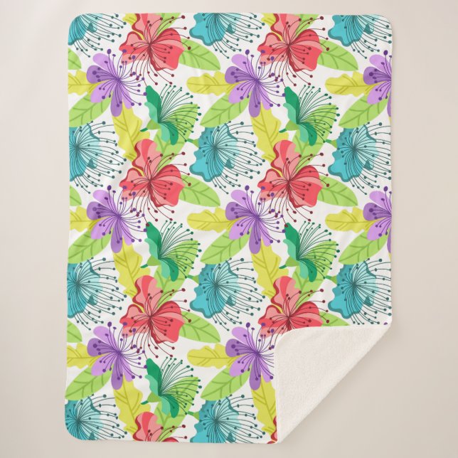 tropische Blume nahtlos Sherpadecke (Vorderseite)