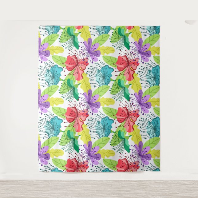 tropische Blume nahtlos Wandteppich (Vorderseite)