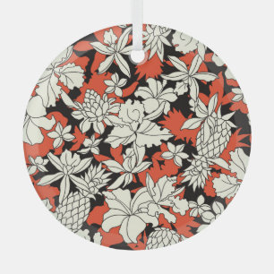 Tropische Blume Nahtloses exotisches Muster Ornament Aus Glas