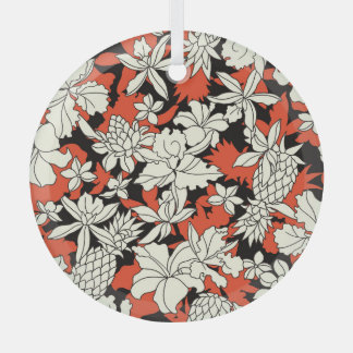 Tropische Blume Nahtloses exotisches Muster Ornament Aus Glas