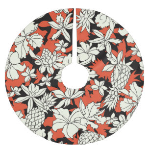 Tropische Blume Nahtloses exotisches Muster Polyester Weihnachtsbaumdecke