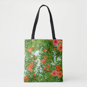 Tropische Blume orangefarbene grüne Blüte elegant Tasche