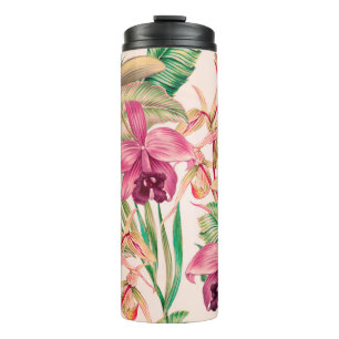 Tropische Blume, Orchideen-Blume, Dschungel-Blätte Thermosbecher