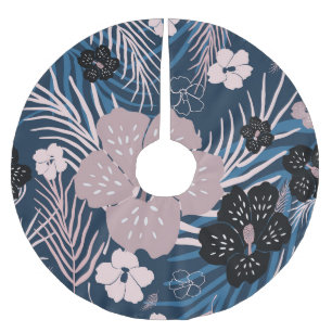 Tropische Blume Palm Blätter Textur Polyester Weihnachtsbaumdecke