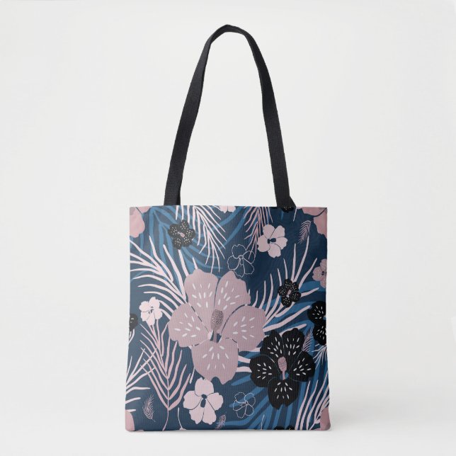 Tropische Blume Palm Blätter Textur Tasche (Vorderseite)