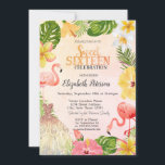 Tropische Blume Palm Flamingos Kleid Sweet 16 Einladung<br><div class="desc">Tropische Blume mit Blätter aus Palmen und Flamingos. Diese Einladung ist einfach an Ihre Veranstaltung angepasst,  indem Sie einfach Ihre Details hinzufügen.</div>