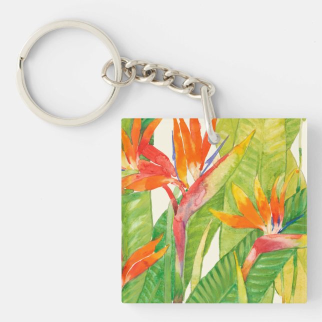 Tropische Blume | Paradiesvogel Schlüsselanhänger (Vorderseite)