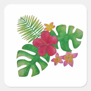 Tropische Blume Quadratischer Aufkleber