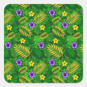 tropische Blume Quadratischer Aufkleber