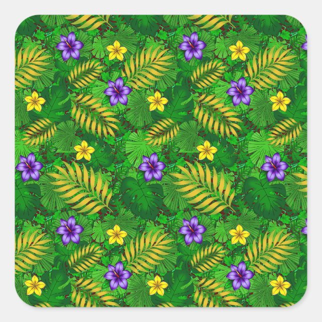 tropische Blume Quadratischer Aufkleber (Vorderseite)