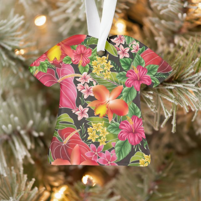 Tropische Blume Retro Aloha Shirt Print Ornament (Baum)