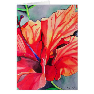 Tropische Blume Roter Hibiskus Aquarellkunst