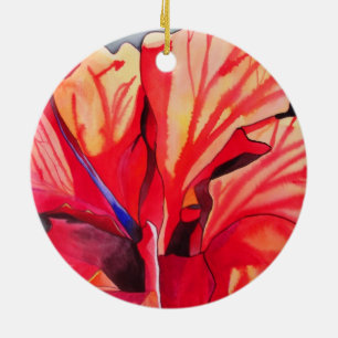 Tropische Blume Roter Hibiskus Aquarellkunst Keramik Ornament
