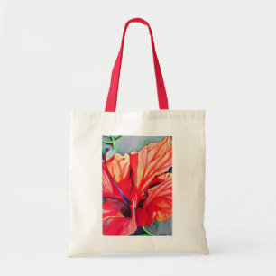 Tropische Blume Roter Hibiskus Aquarellkunst Tragetasche