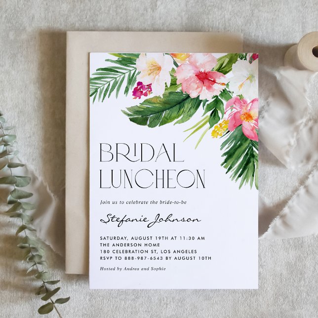 Tropische Blume Sommer Bridal Mittagessen Einladung (Von Creator hochgeladen)