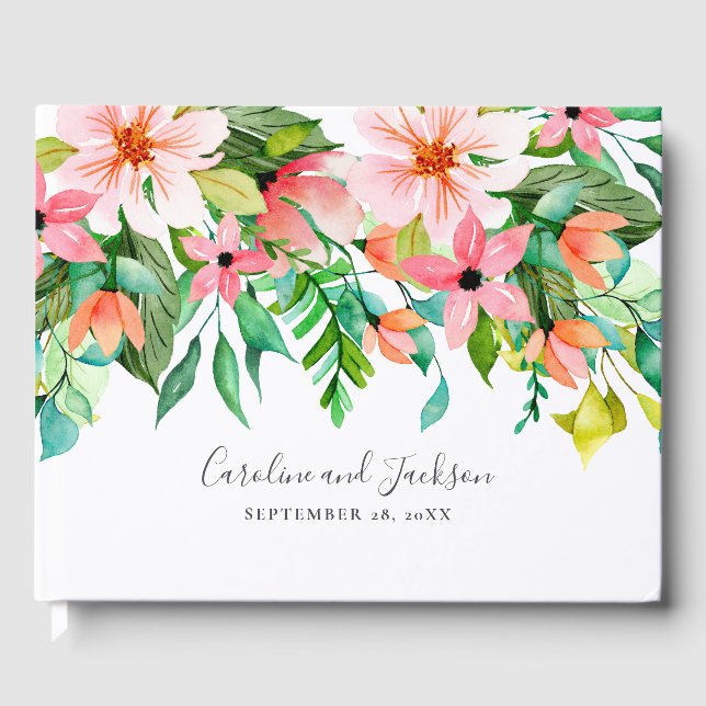 Tropische Blume Sommerhochzeit Gästebuch (Vorderseite)