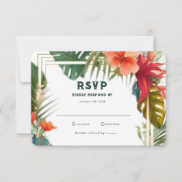 Tropische Blume Sommerstandort Hochzeitskarte RSVP