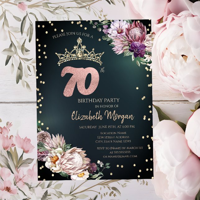 Tropische Blume Tiara Diamonds Green 70. Einladung (Von Creator hochgeladen)