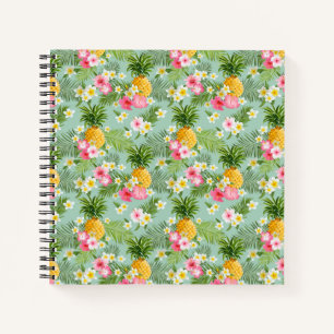 Tropische Blume und Ananas Notizbuch