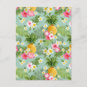 Tropische Blume und Ananas Postkarte