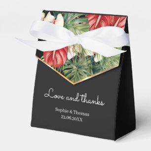 Tropische Blume und Blätter Dunkle Hochzeit Geschenkschachtel