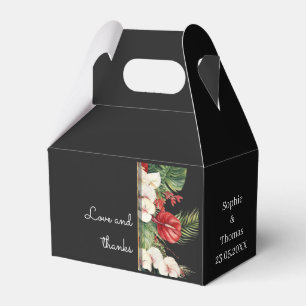 Tropische Blume und Blätter Dunkle Hochzeit Geschenkschachtel