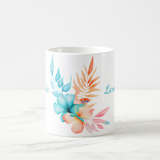 Tropische Blume und Blätter Kaffeetasse