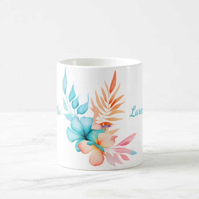 Tropische Blume und Blätter Kaffeetasse (Mittel)