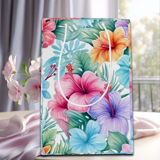 Tropische Blume und Blätter Mittlere Geschenktüte (Von Creator hochgeladen)