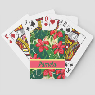 Tropische Blume und Blätter Spielkarten
